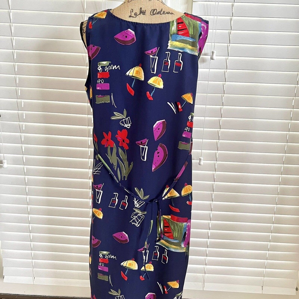 Casual Corner Annex Womens Sz 6 Petite Blue Sleeveless Margarita Drink Dress - Picture 9 of 12